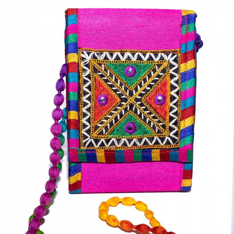 Porta telemóvel ou bolsa de seda indiana